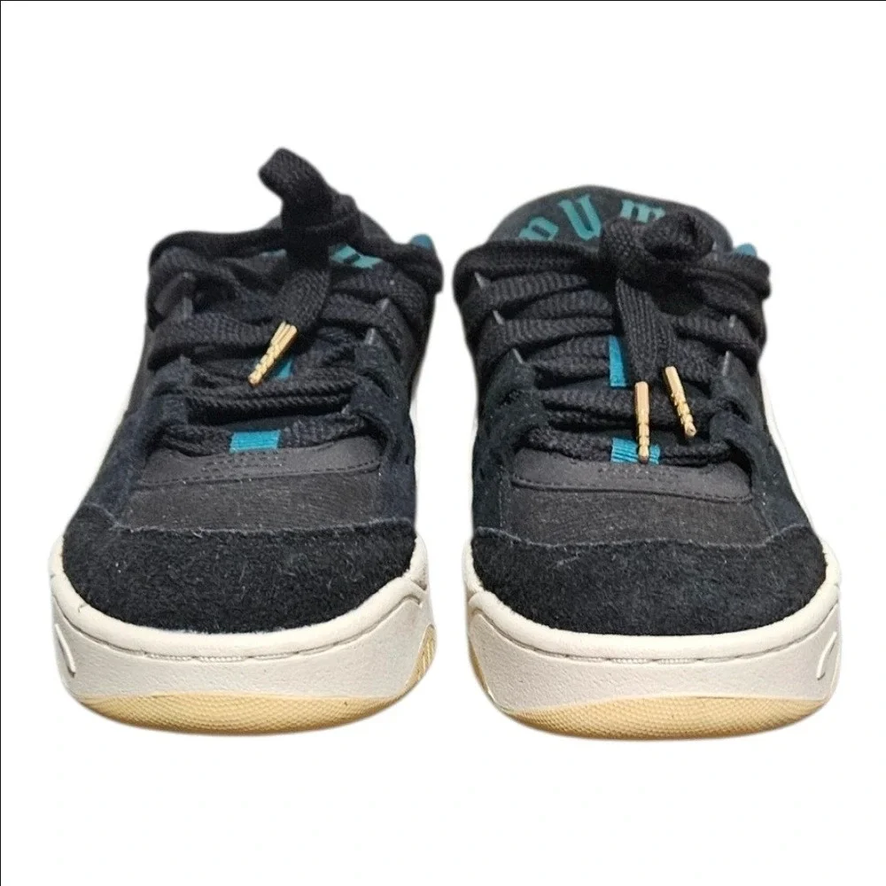 Puma 180 Play.Paris Skate Sneakers Black Dark Teal Shoes 398414-01 Mens 7.5 New